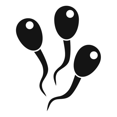 Simple icon representing three spermatozoons moving towards an ovumのイラスト素材