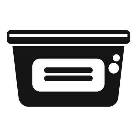 Black and white silhouette of a plastic lunchbox keeping food fresh for laterのイラスト素材
