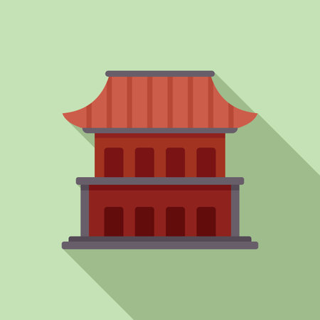 Traditional Asian temple building with curved roof representing Chinese culture and architectureのイラスト素材