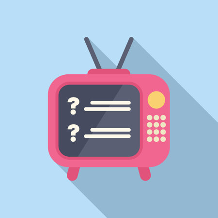 Retro style television set displaying question marks, hinting at unanswered questions and a sense of mysteryのイラスト素材