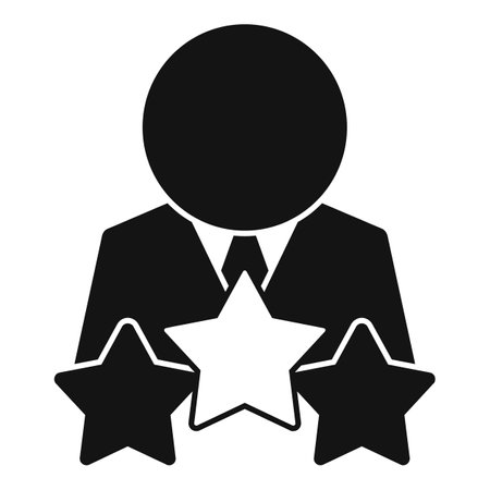 Businessman holding three stars rating symbol, icon for customer satisfactionのイラスト素材