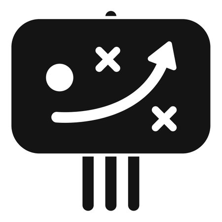 This black and white icon of a flipchart is showing a strategy for business growthのイラスト素材