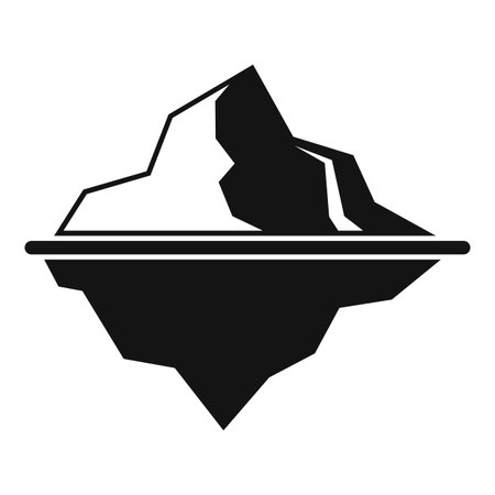 Black silhouette icon of an iceberg floating on water surface showing only the tipのイラスト素材