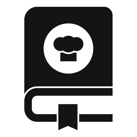 Simple icon of a cookbook with a chef hat, perfect for representing cooking and culinary themesのイラスト素材