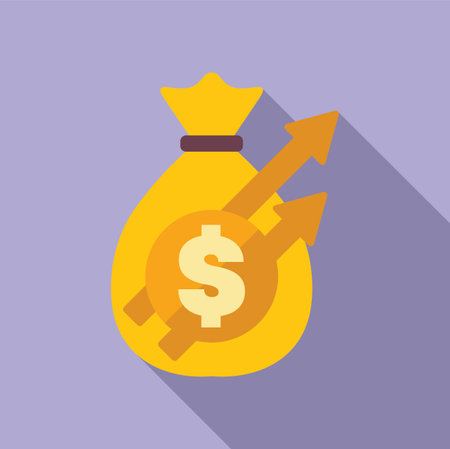 Money bag with a growing up arrow representing profit growth, financial success and business developmentのイラスト素材