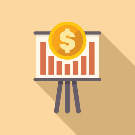 Illustration of a presentation board showing growing bar chart and dollar coin, business success conceptのイラスト素材
