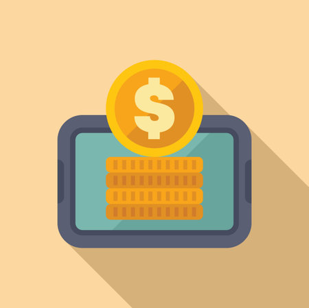 Mobile banking app is showing stack of golden coins, the concept of online payment using smartphoneのイラスト素材