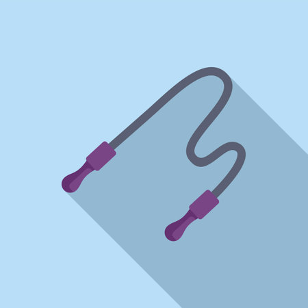 Skipping rope lying on a blue background, casting a long shadowのイラスト素材