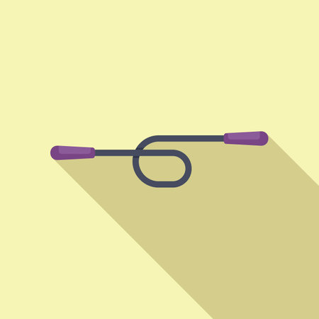 Jump rope lying on the ground casting a long shadow over a yellow backgroundのイラスト素材