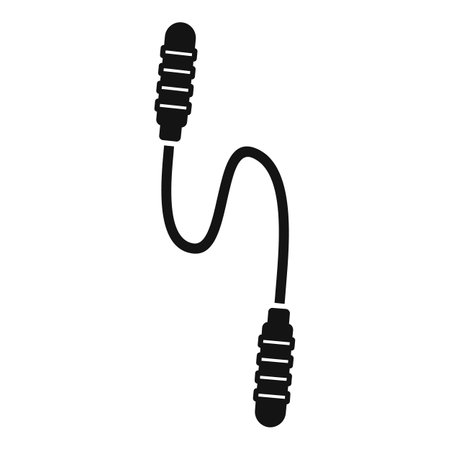 Black silhouette of a skipping rope, symbolizing a healthy lifestyle and physical activityのイラスト素材