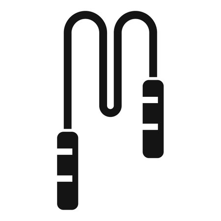 Black glyph icon representing a jump rope, a classic fitness accessory for cardio workouts and physical activityのイラスト素材