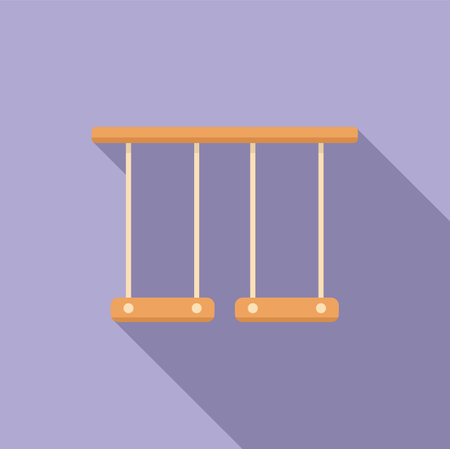Wooden kid swing set hanging from bar icon in flat design style with long shadowのイラスト素材