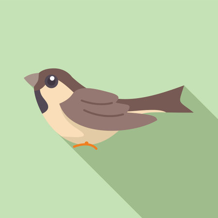 Illustration of a common house sparrow bird perching on a branchのイラスト素材
