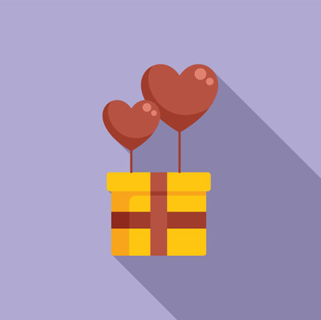 Gift box with heart shaped balloons is waiting for valentines day celebrationのイラスト素材