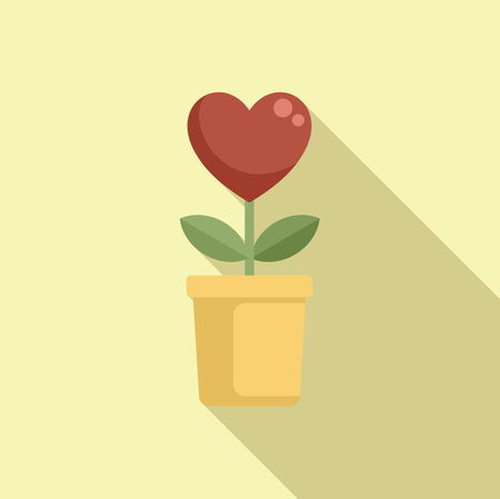 Red heart is growing in a flower pot, symbolizing the growth of loveのイラスト素材
