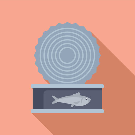Open tin can with a sardine floating inside, an illustration of preserving foodのイラスト素材