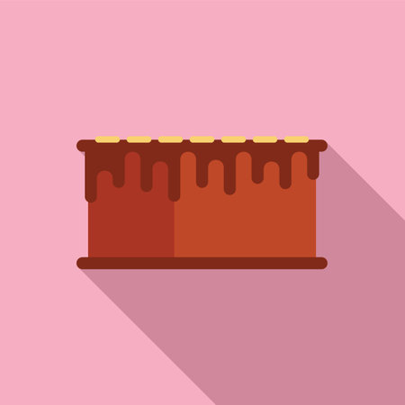 Chocolate cake with dripping frosting is overflowing with melted chocolate and sprinkled with nuts on pink backgroundのイラスト素材