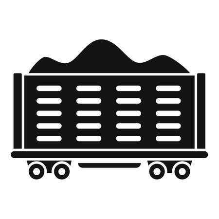 Black silhouette of a freight train waggon carrying bulk cargo, isolated on a white backgroundのイラスト素材