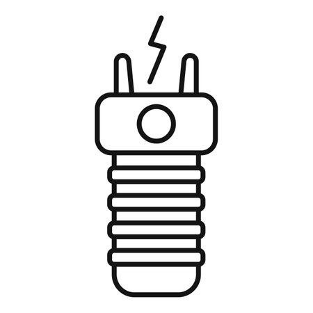 Electric fuse icon showing power protection with its two pins and a lightning boltのイラスト素材