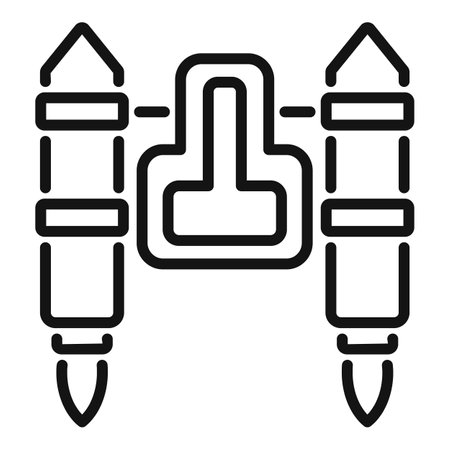Two missiles launching from silo platform line icon for web, mobile and infographicsのイラスト素材