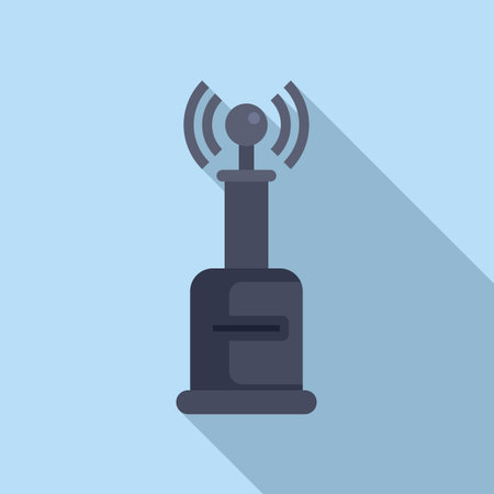 Illustration of a wireless router emitting a wifi signal, symbolizing network connectivity and internet accessのイラスト素材