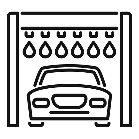 Simple icon of an automatic car wash system cleaning a vehicle with water dropsのイラスト素材