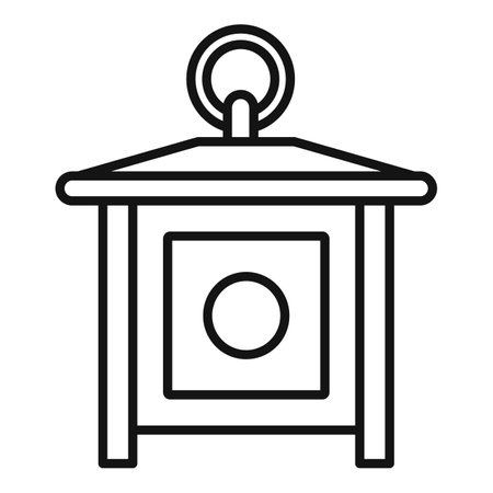 Minimalist illustration featuring a lantern with a round handle, symbolizing light, guidance, and illuminationのイラスト素材