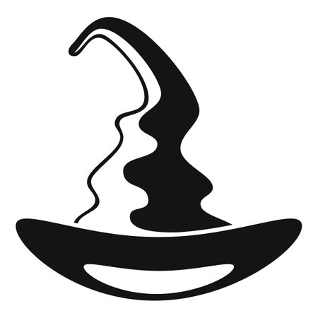 Black witch hat pointing up, simple icon illustration for halloween costume designのイラスト素材