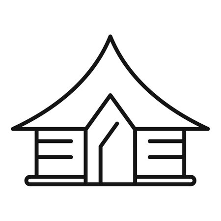 Simple line icon of a tent, perfect for representing camping, tourism and the outdoorsのイラスト素材