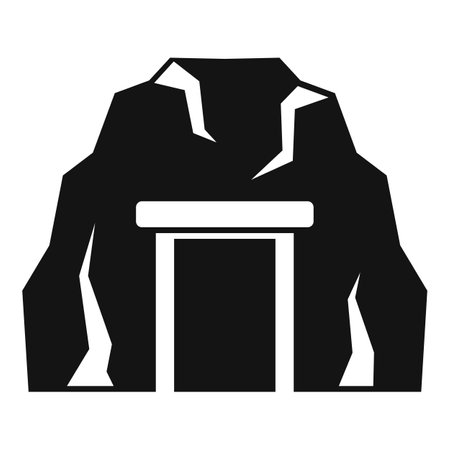 Simple icon of a mine entrance with support beams holding up rocksのイラスト素材