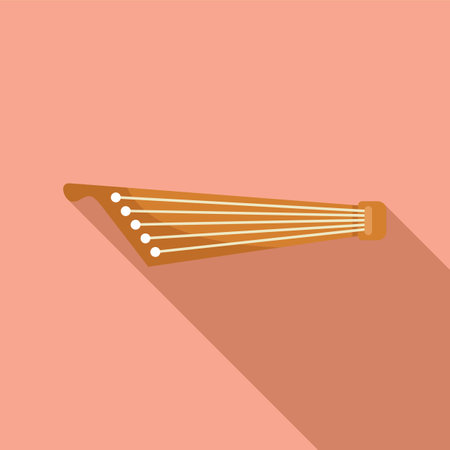Ancient asian koto string instrument is lying down, casting a long shadowのイラスト素材