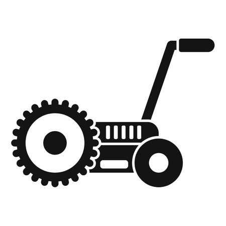 Black icon of a walk behind concrete saw cutting machine, isolated on a white backgroundのイラスト素材