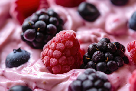 Luscious Berries cream. Bowl dessert sweet. Generate AIの素材