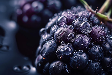 Invigorating Blackberry water drops fresh. Juicy organic. Generate Aiの素材