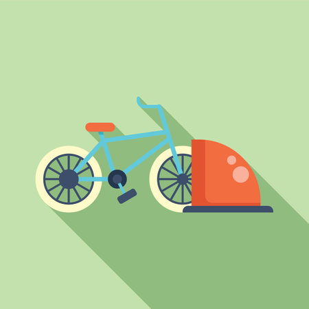 Blue bicycle is being parked in a public bicycle parking spaceのイラスト素材