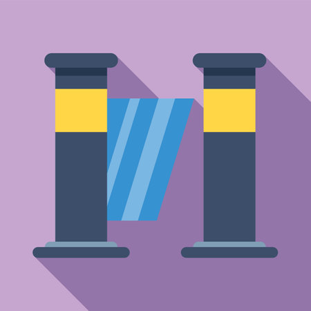 Blue and yellow security turnstile allowing access to restricted areaのイラスト素材