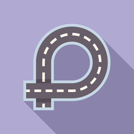 Winding road turning back making u turn on purple backgroundのイラスト素材