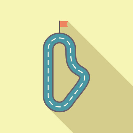 Winding road marking a journey with a flag representing the destinationのイラスト素材