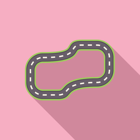 Winding road is making a loop on a pink backgroundのイラスト素材