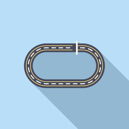 Minimalist oval racetrack with a finish line is representing the concept of competitionのイラスト素材