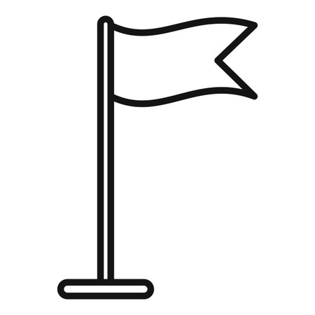 Simple black outline of a flag waving on a flagpole symbolizing national pride
