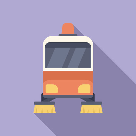 Autonomous street sweeper cleaning road, modern city cleaning equipment workingのイラスト素材