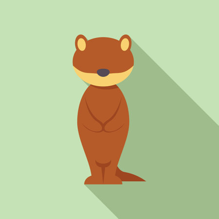 This cute cartoon otter is standing on its hind legsのイラスト素材