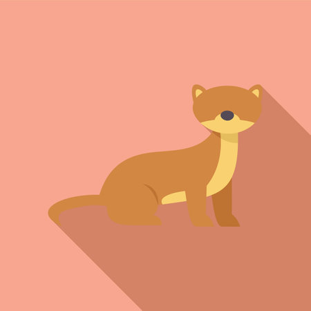 Minimalist illustration of a brown ferret sitting in a relaxed poseのイラスト素材