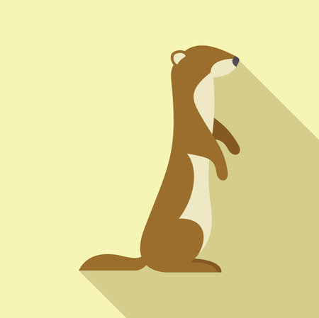 Brown weasel standing on two legs, minimalist vector illustrationのイラスト素材