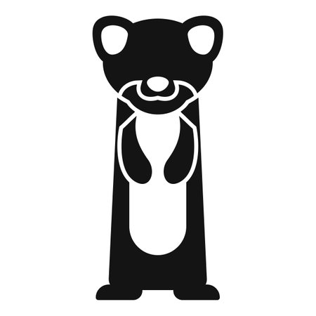 Simple and cute black and white illustration of a ferret standing on its hind legsのイラスト素材
