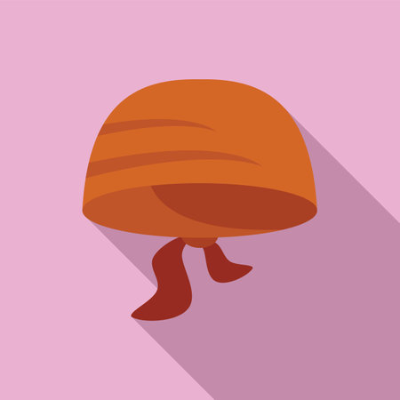 Orange bandana with knot hanging down, traditional headwear for tying hairのイラスト素材