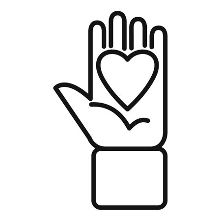 Open hand with lines holding a heart shape symbolising charity and volunteeringのイラスト素材