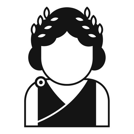 Black and white icon of a man from ancient greece wearing a laurel wreathのイラスト素材