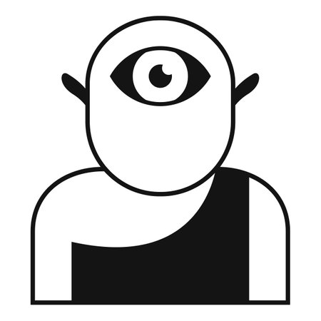 Black and white illustration of a cyclops man having one eye looking forwardのイラスト素材